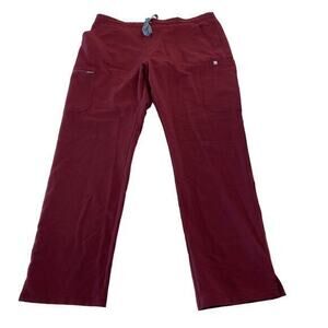 FIGS Yola Skinny Scrub‎ Pants Burgundy Size Large